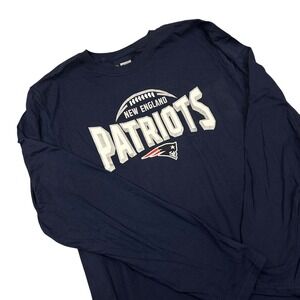 New England Patriots T-Shirt Mens Large Blue NFL Team Apparel Long Sleeve‎ NEW